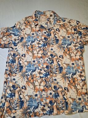 Margaritaville Orange & Blue Tropical Camp Shirt